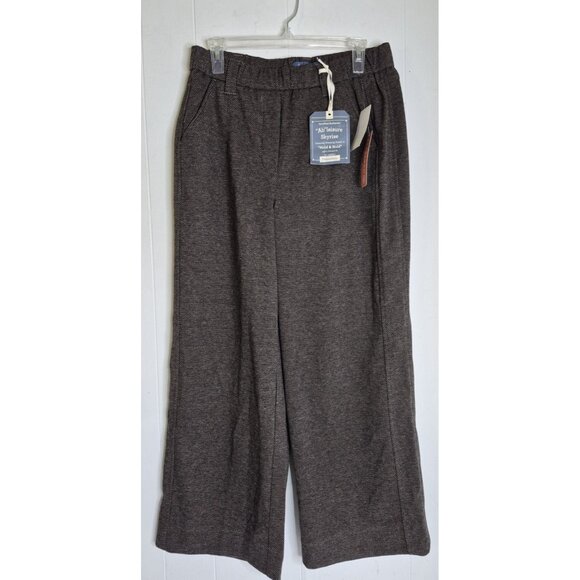 New Democracy Trouser Pant Brown Multi Size Large Elastic Waist Ab Leisure - Picture 1 of 11